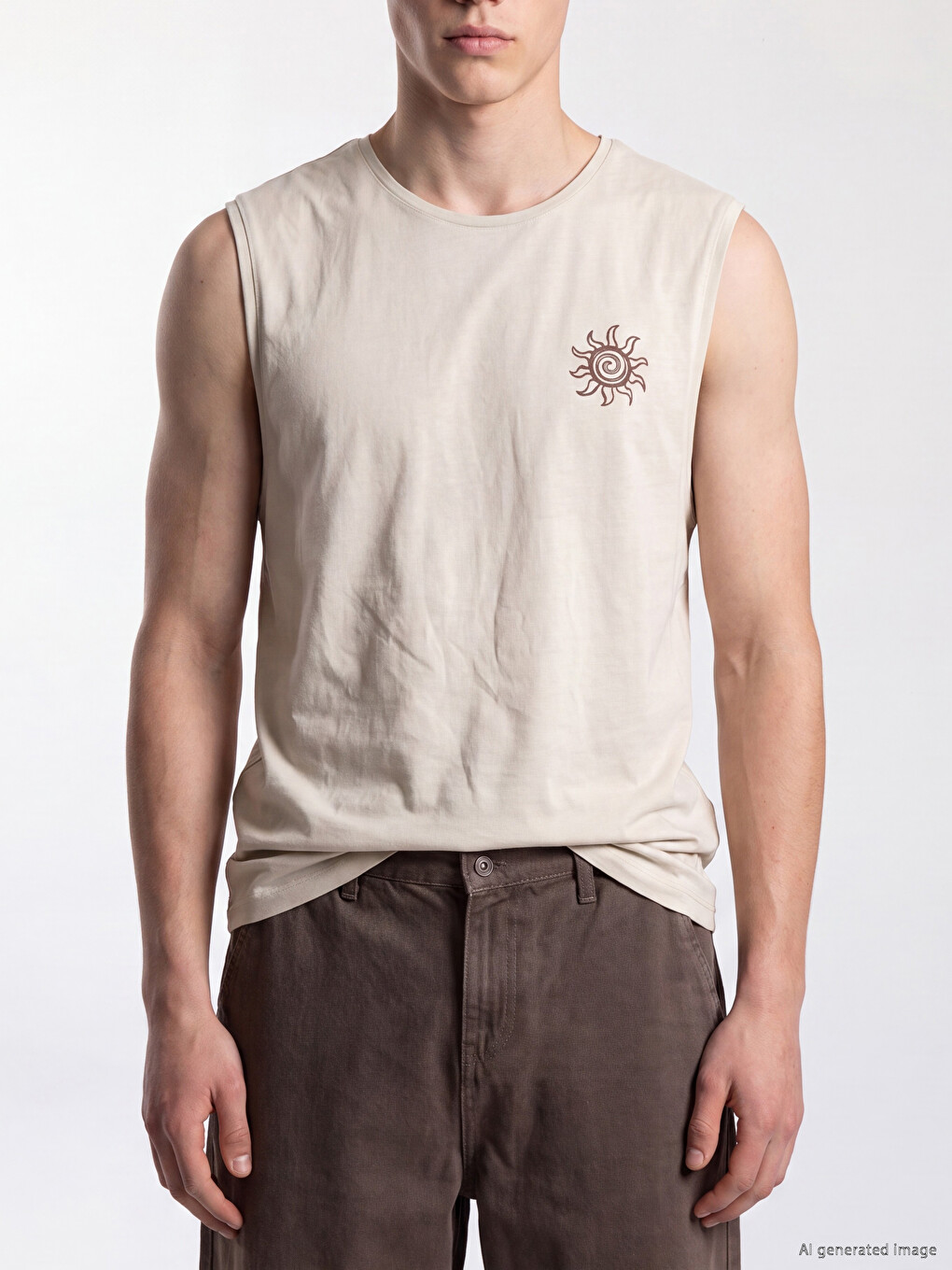 Crew Neck Printed Men's Sleeveless T-shirt-2