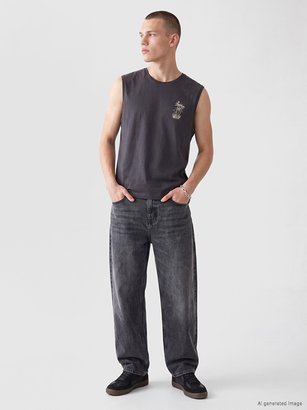 Crew Neck Printed Men's Sleeveless T-shirt-1