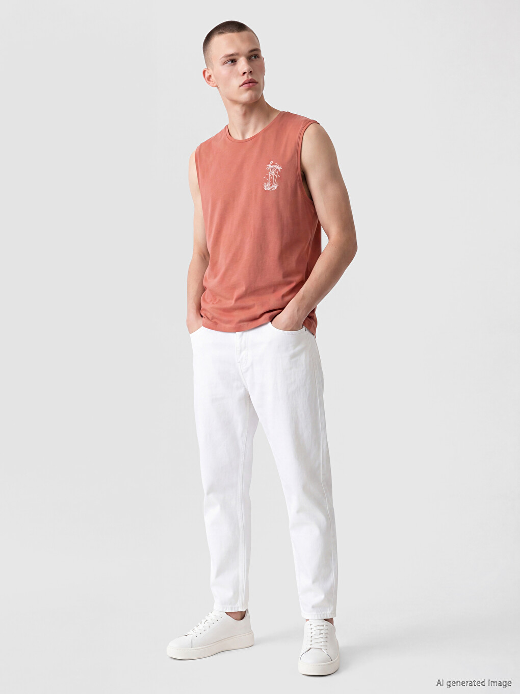 Crew Neck Printed Men's Sleeveless T-shirt-1