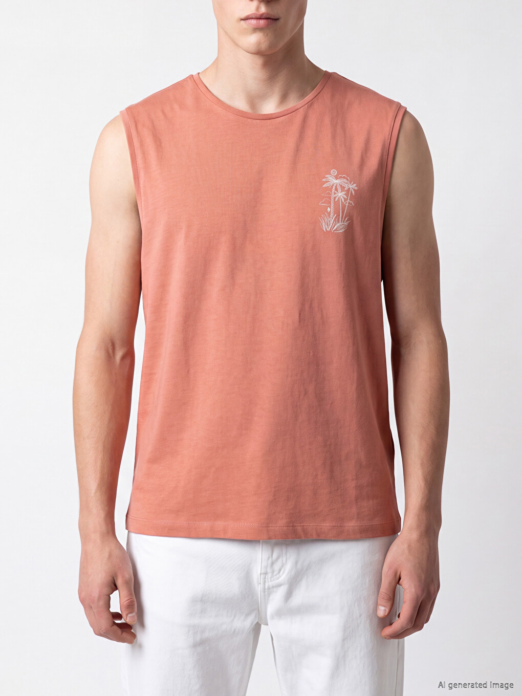 Crew Neck Printed Men's Sleeveless T-shirt-2