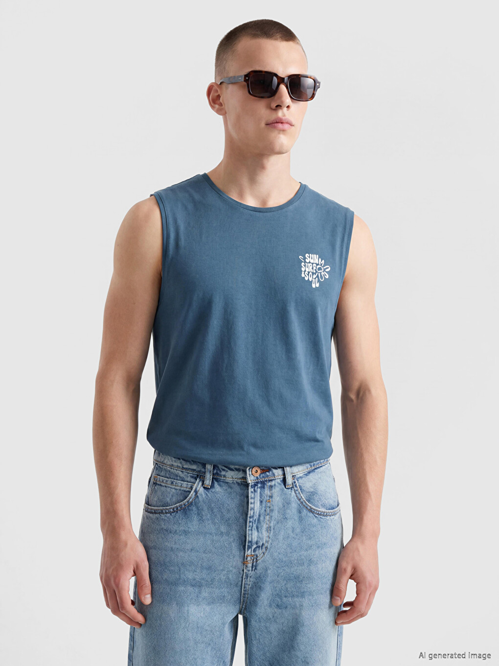 Crew Neck Printed Men's Sleeveless T-shirt