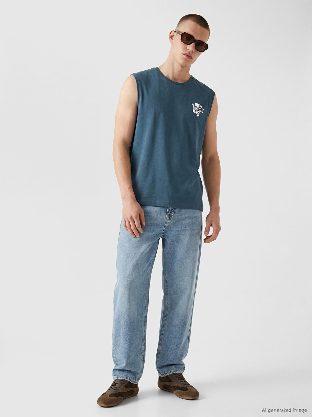 Crew Neck Printed Men's Sleeveless T-shirt-1