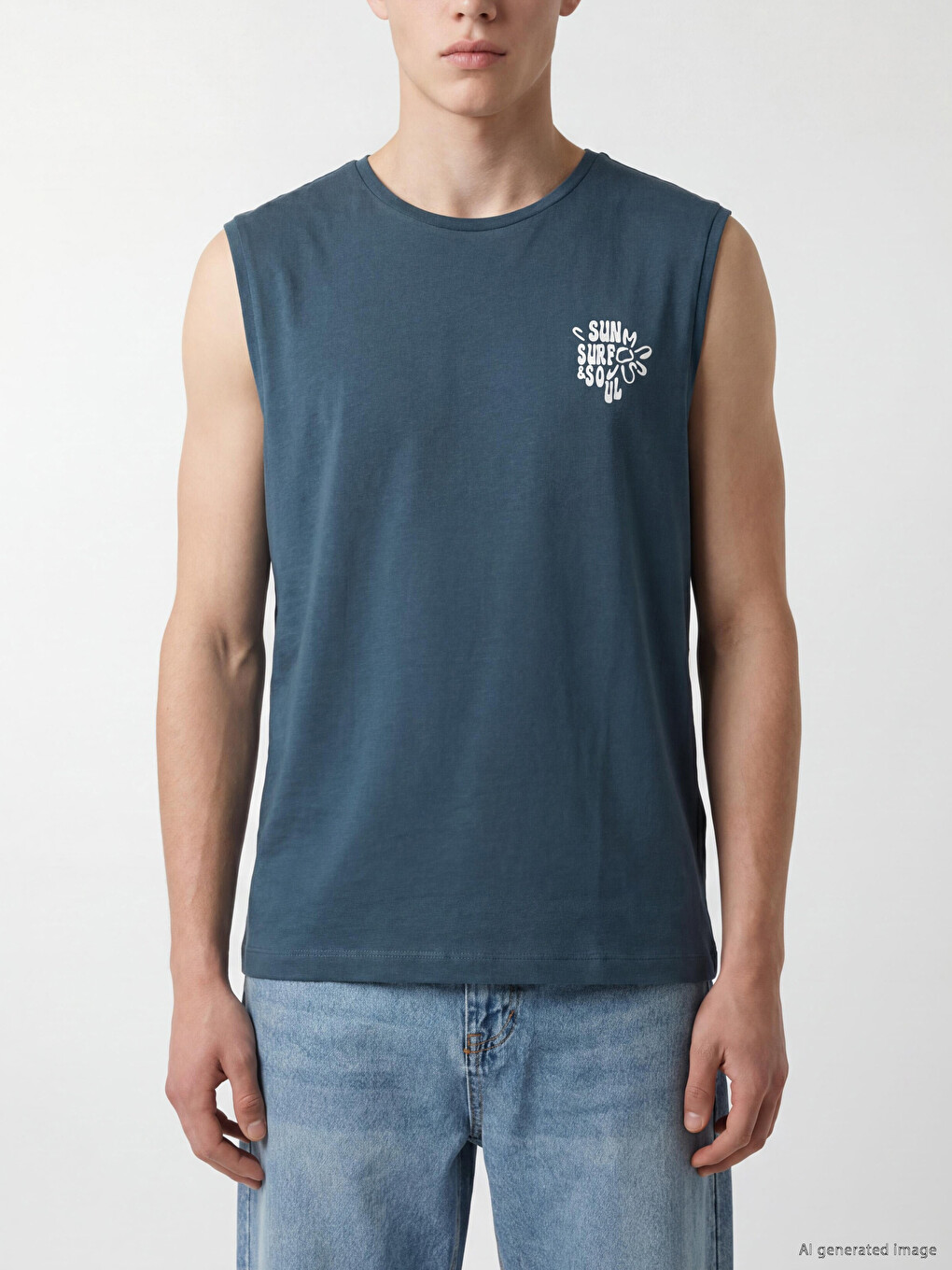 Crew Neck Printed Men's Sleeveless T-shirt-2