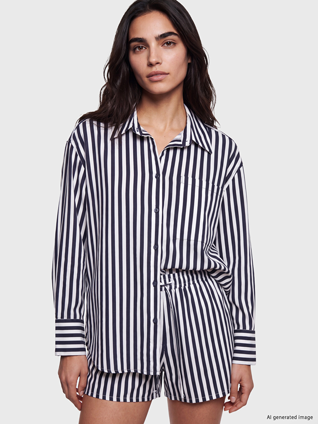 Striped Oversize Poplin Women's Shirt