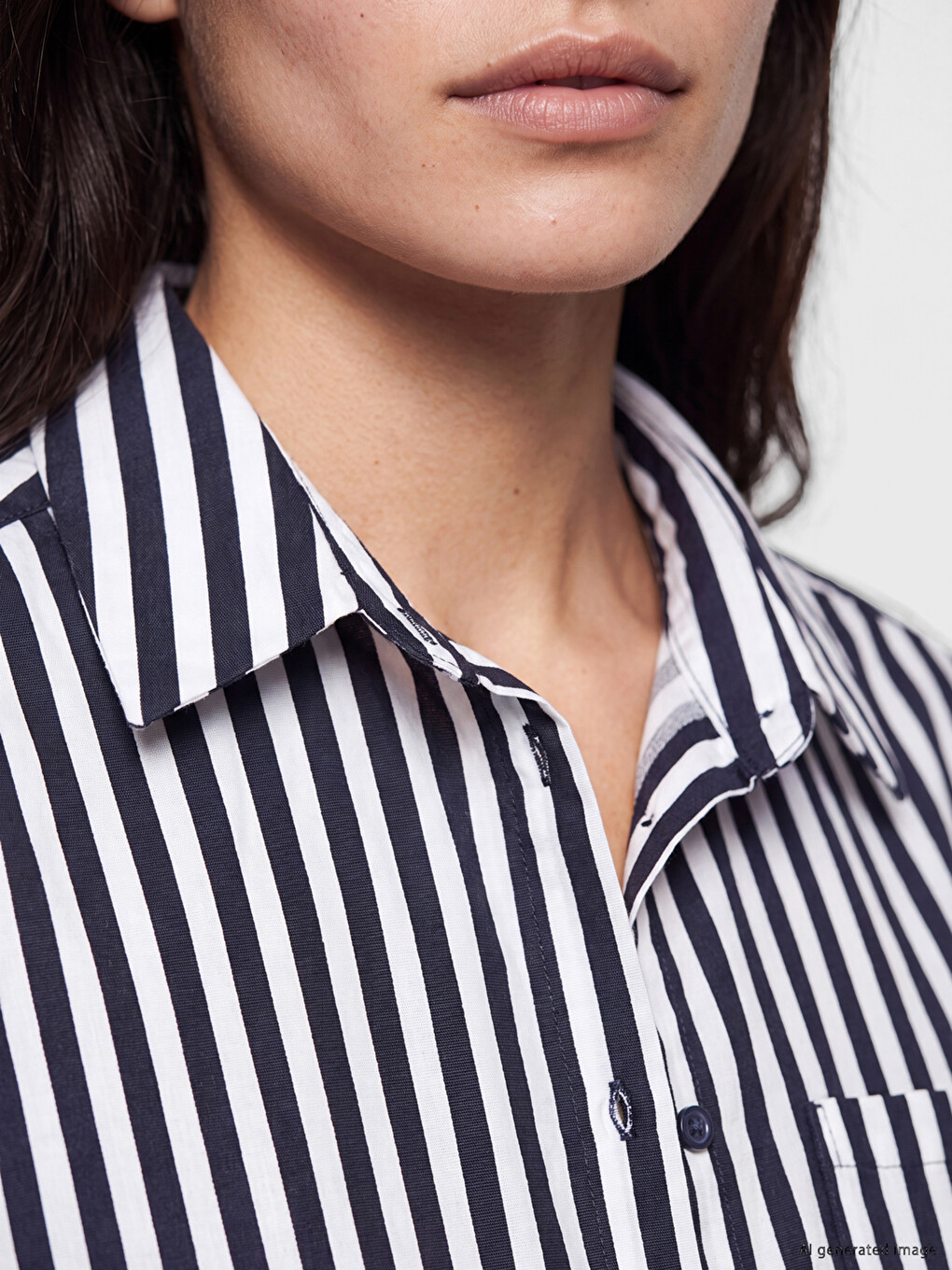 Striped Oversize Poplin Women's Shirt-2