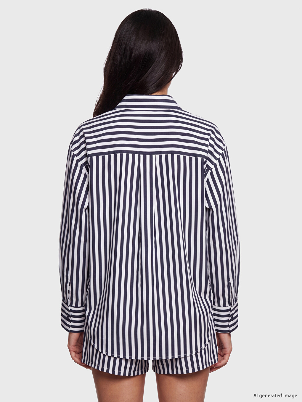 Striped Oversize Poplin Women's Shirt-3