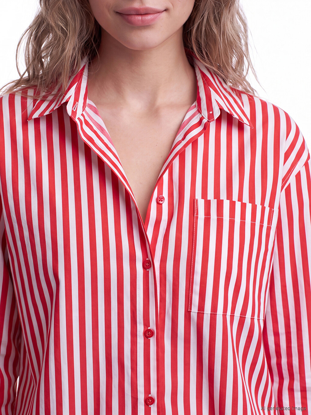 Striped Oversize Poplin Women's Shirt-2