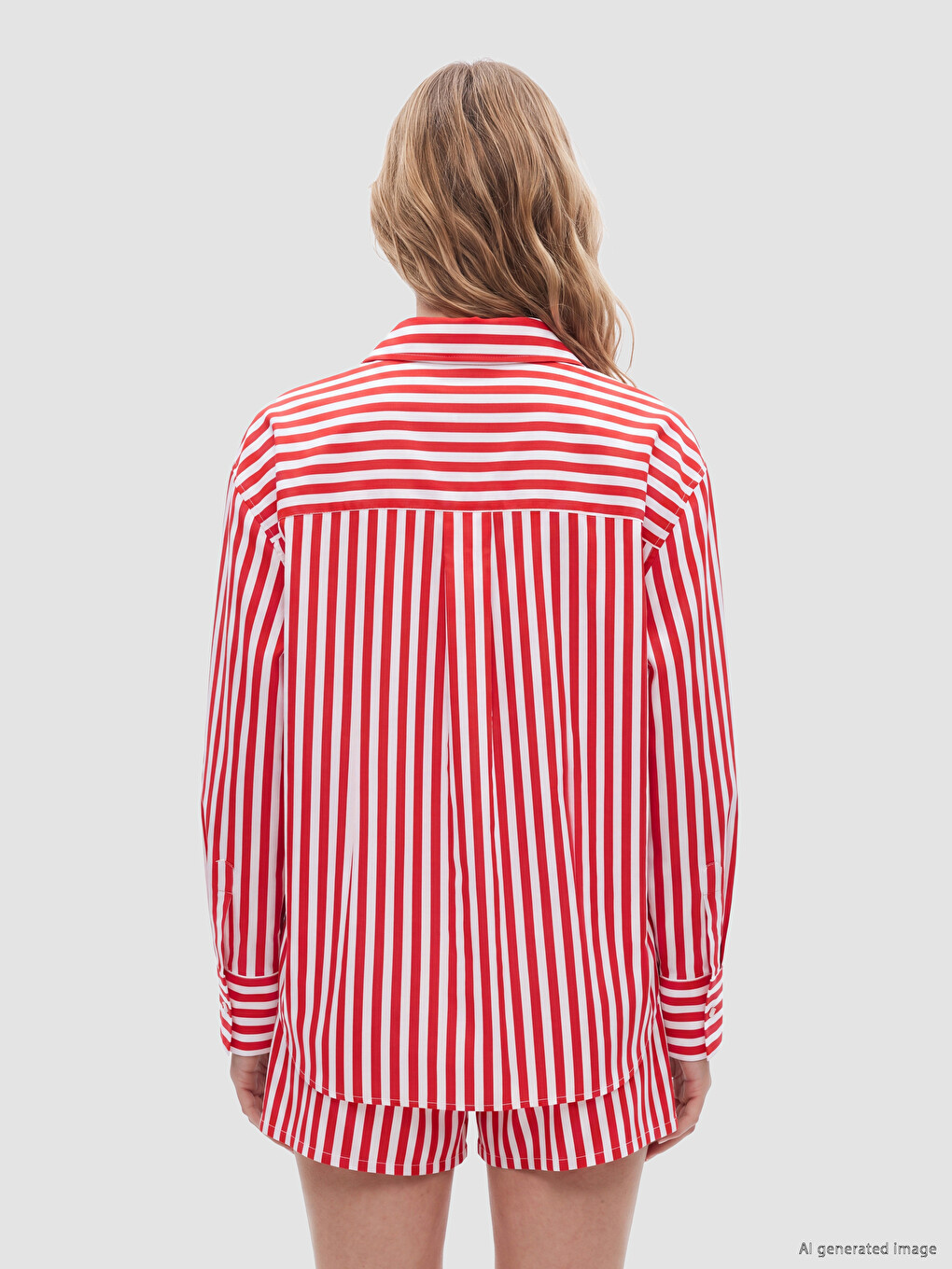 Striped Oversize Poplin Women's Shirt-3