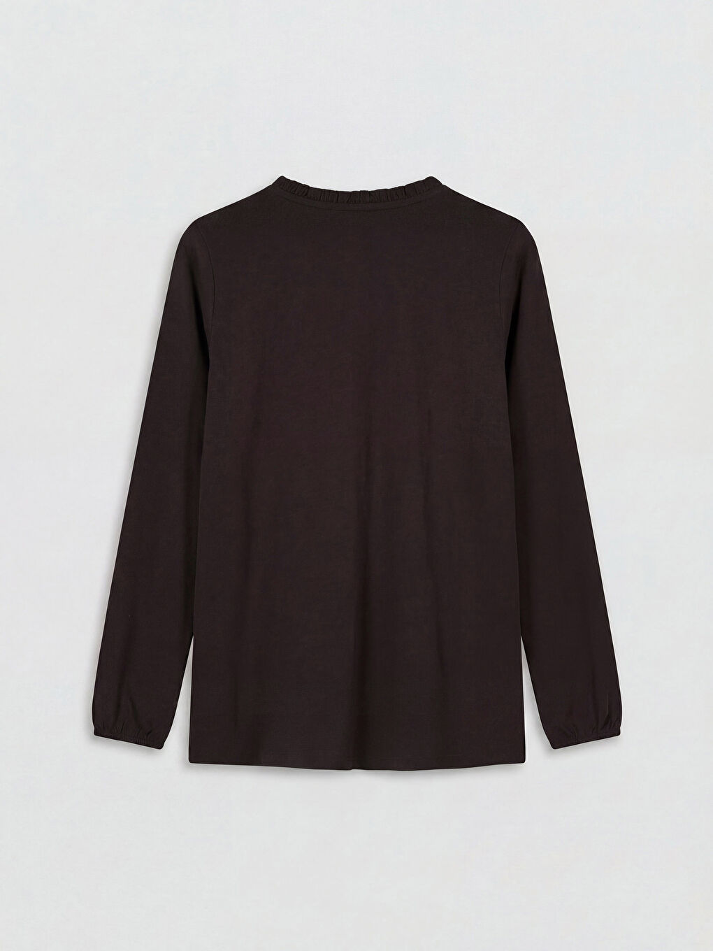 Kahverengi Kaçık Yaka Nakışlı Bluz-1