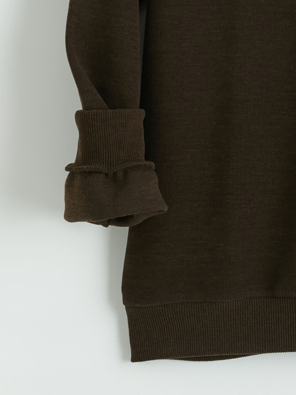 Kahverengi Gömlek Yaka Erkek Sweatshirt-1