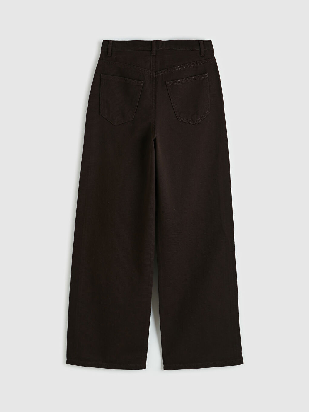 Kahverengi Yüksek Bel Wideleg Taşlı Kadın Jean Pantolon-1