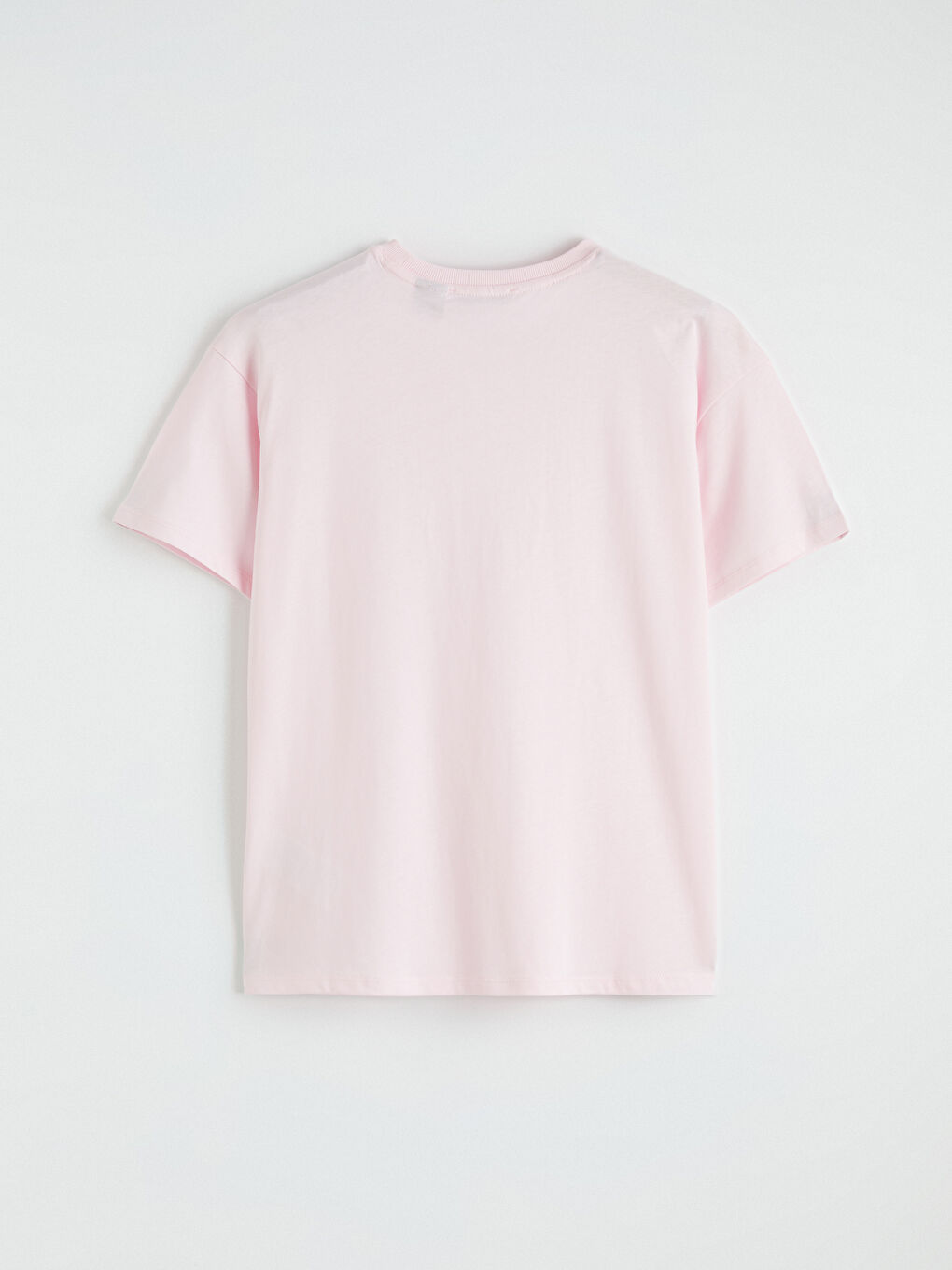 Pembe Bisiklet Yaka Mickey Mouse Baskılı Kadın Tişört-2