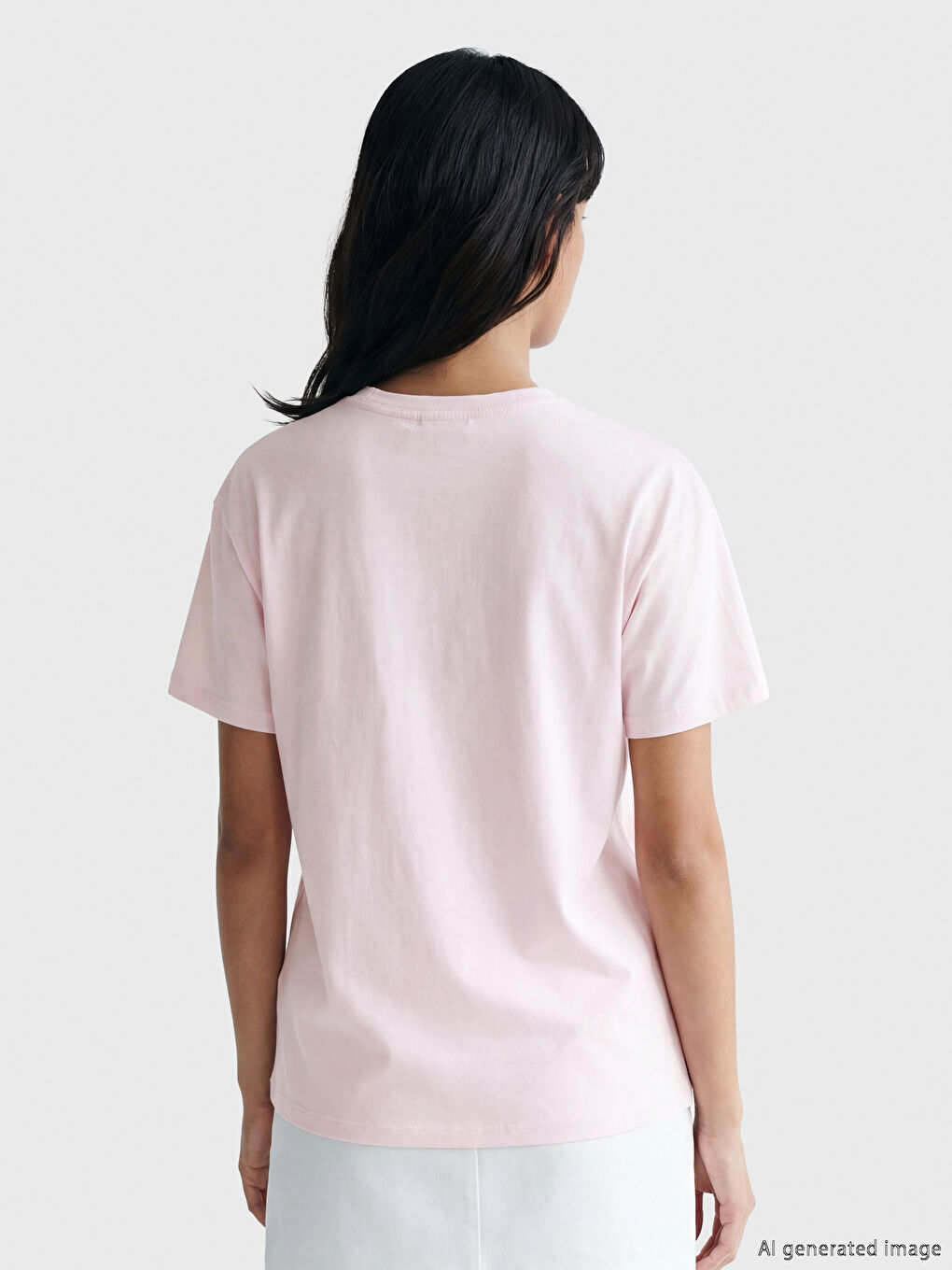 Pembe Bisiklet Yaka Mickey Mouse Baskılı Kadın Tişört-2