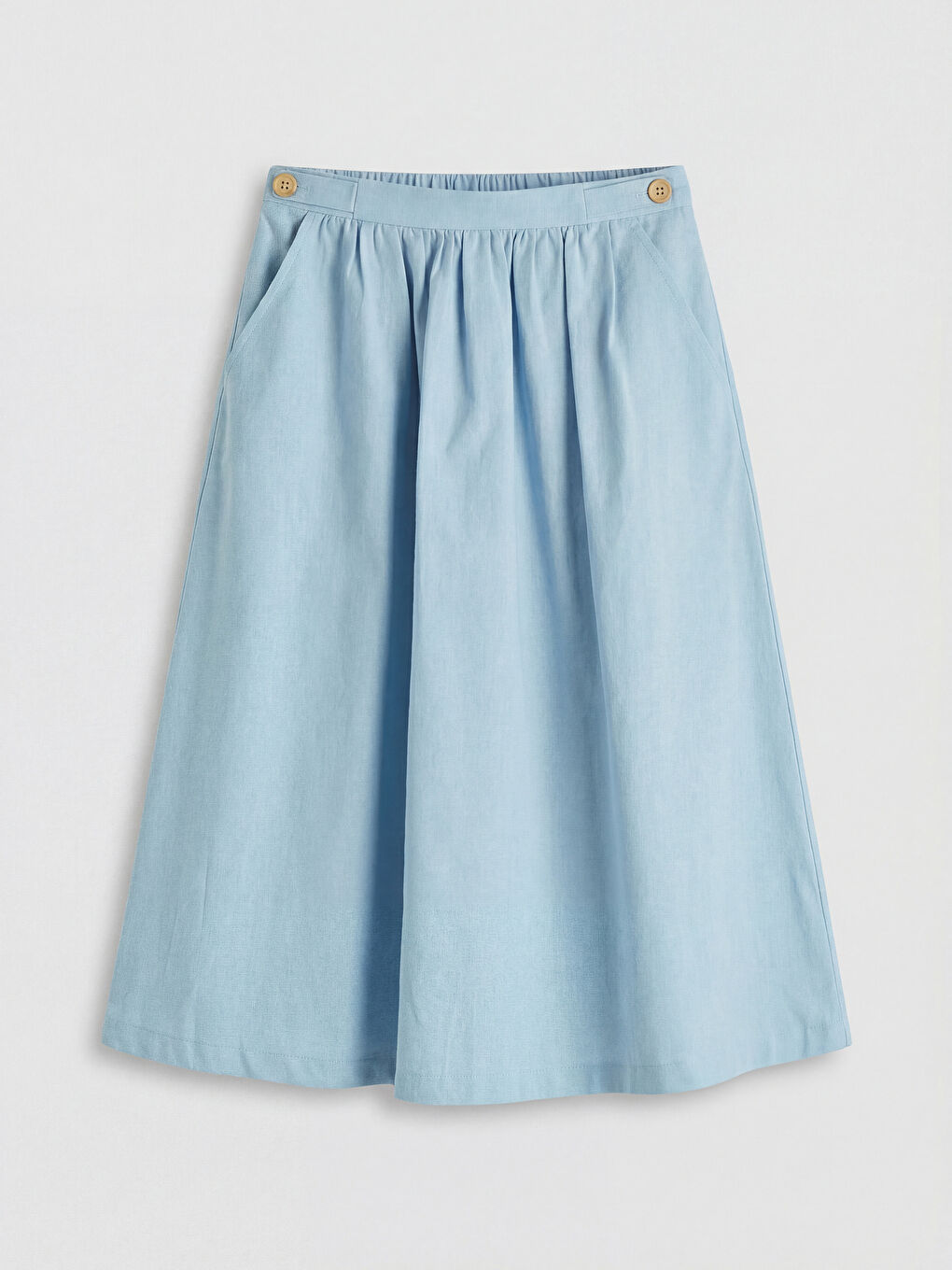 Mavi Kız Çocuk Keten Karışımlı Etek