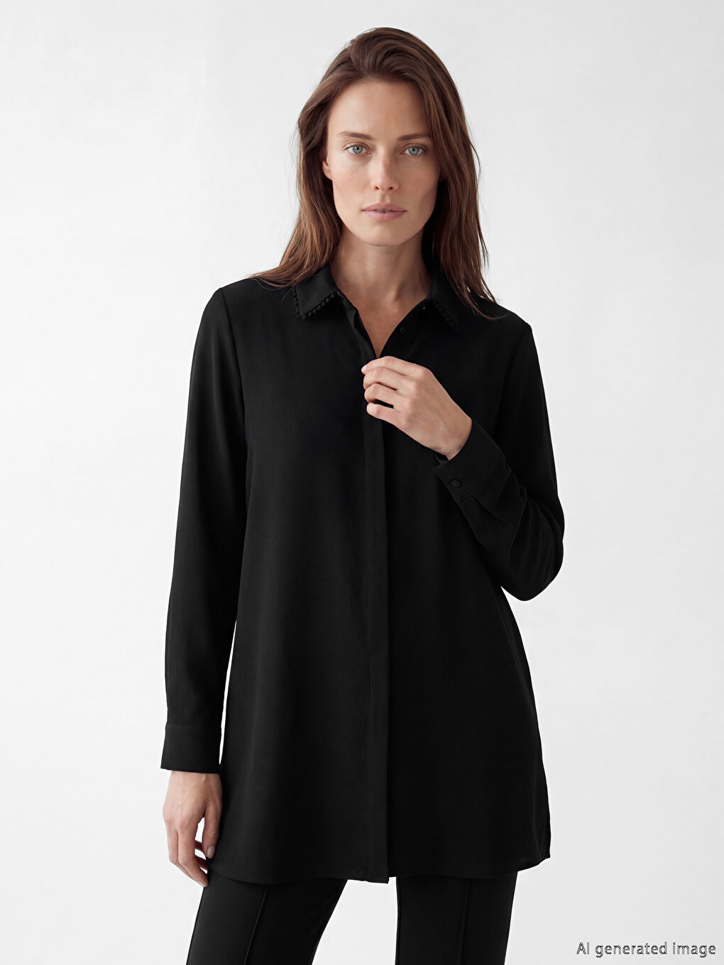 Embroidered Detail Women's Shirt Tunic