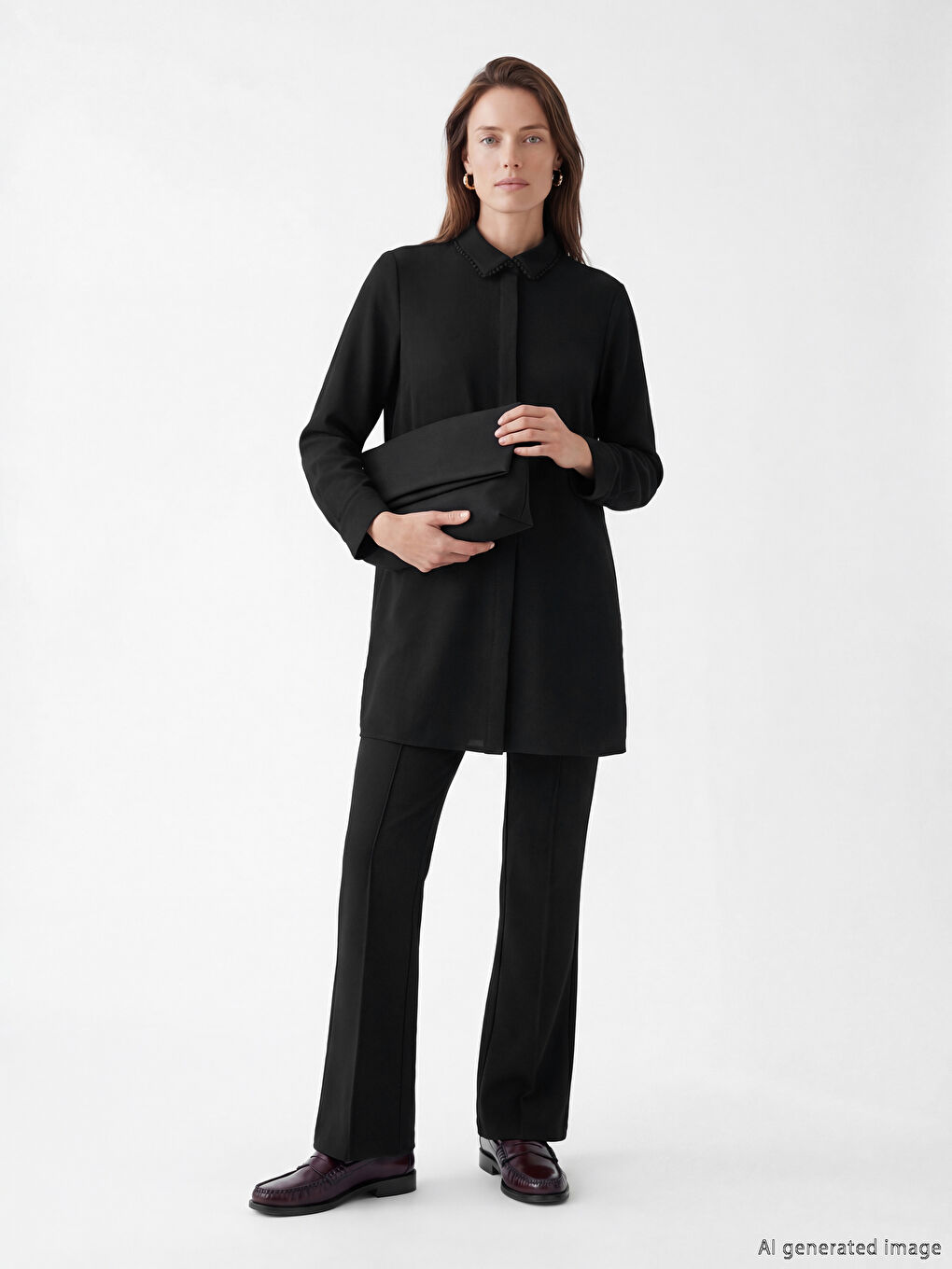 Embroidered Detail Women's Shirt Tunic-1