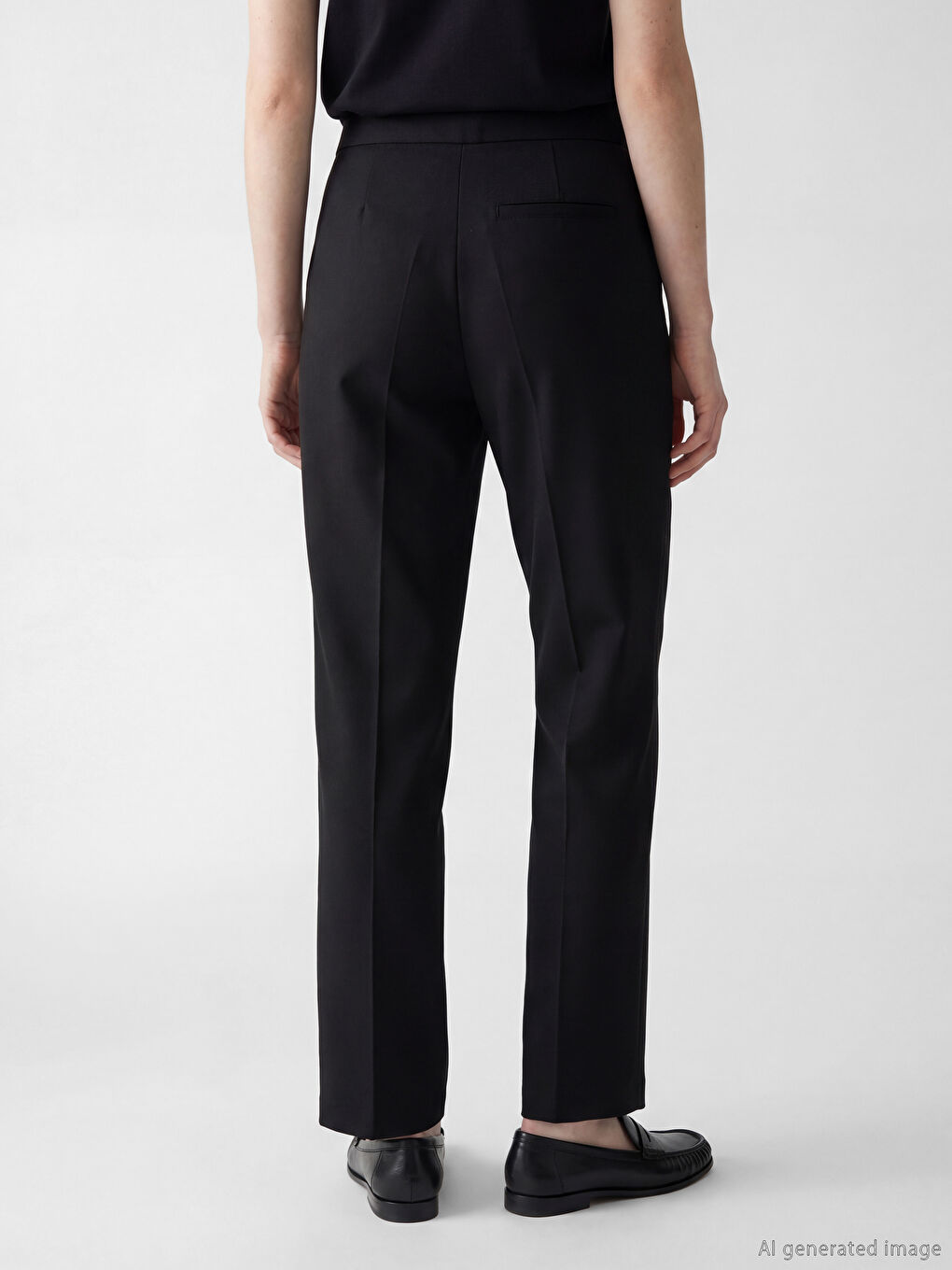 Siyah Beli Lastikli Kadın Pantolon-3