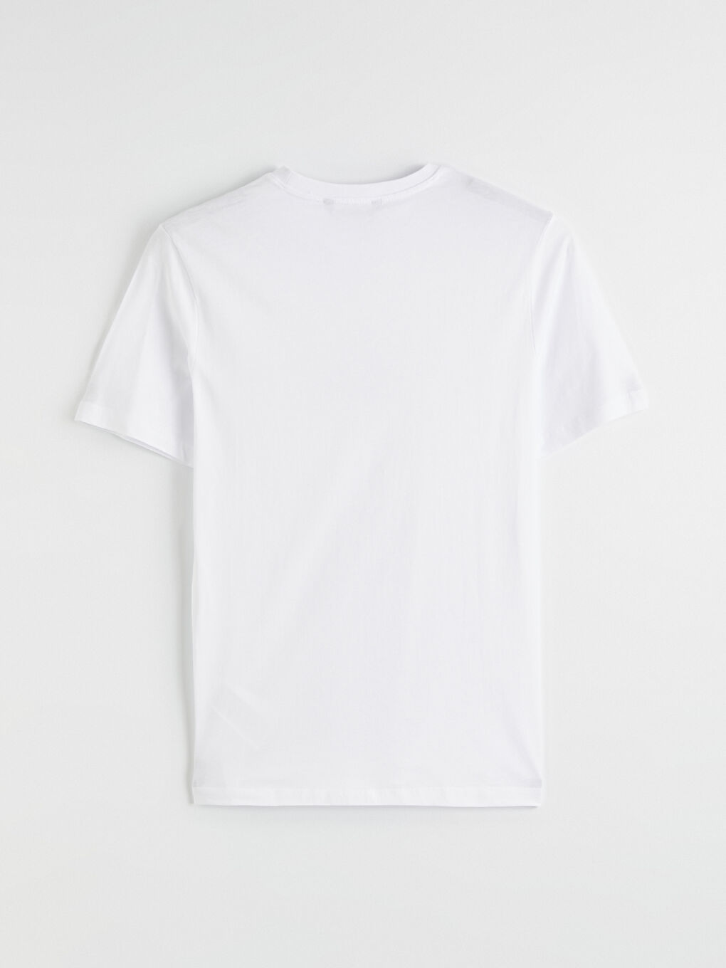 Beyaz Bisiklet Yaka Baskılı Penye Erkek Tişört-2