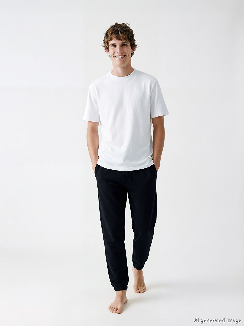 Siyah Standart Kalıp Erkek Pijama Alt