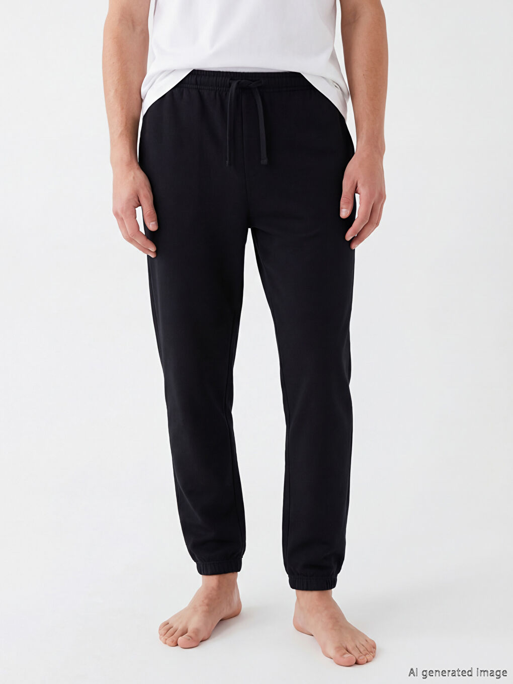 Siyah Standart Kalıp Erkek Pijama Alt-1