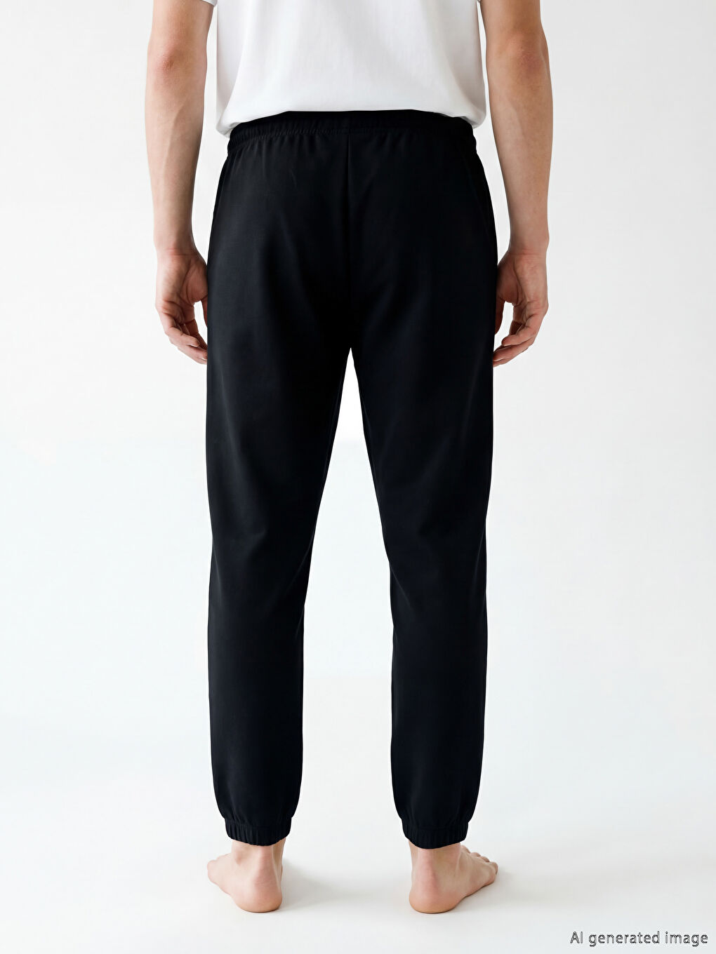 Siyah Standart Kalıp Erkek Pijama Alt-3