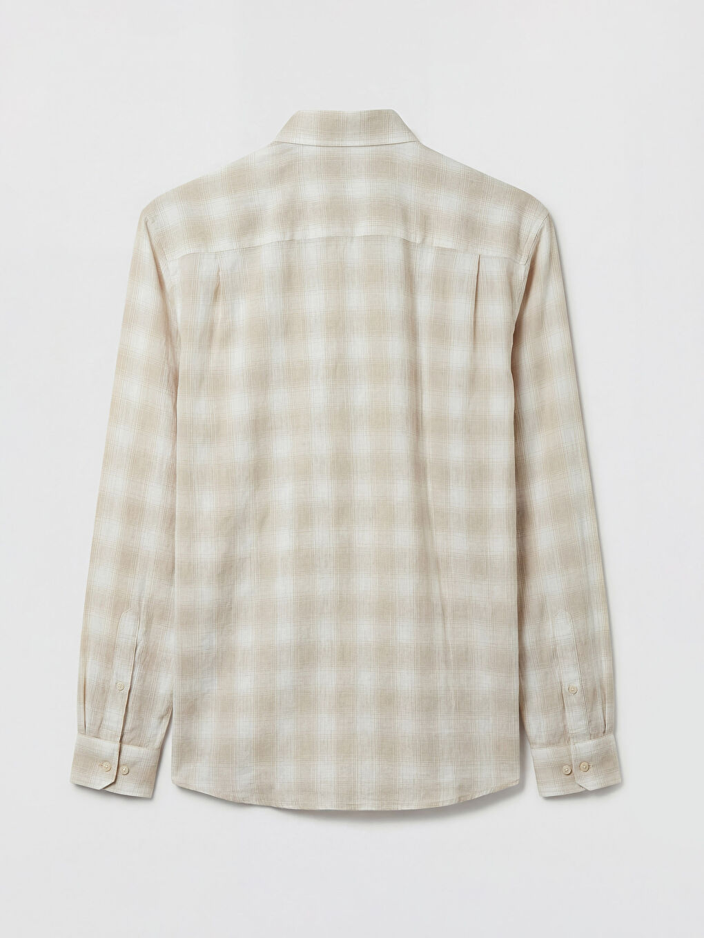 Bej Regular Fit Ekose Armürlü Erkek Gömlek-1