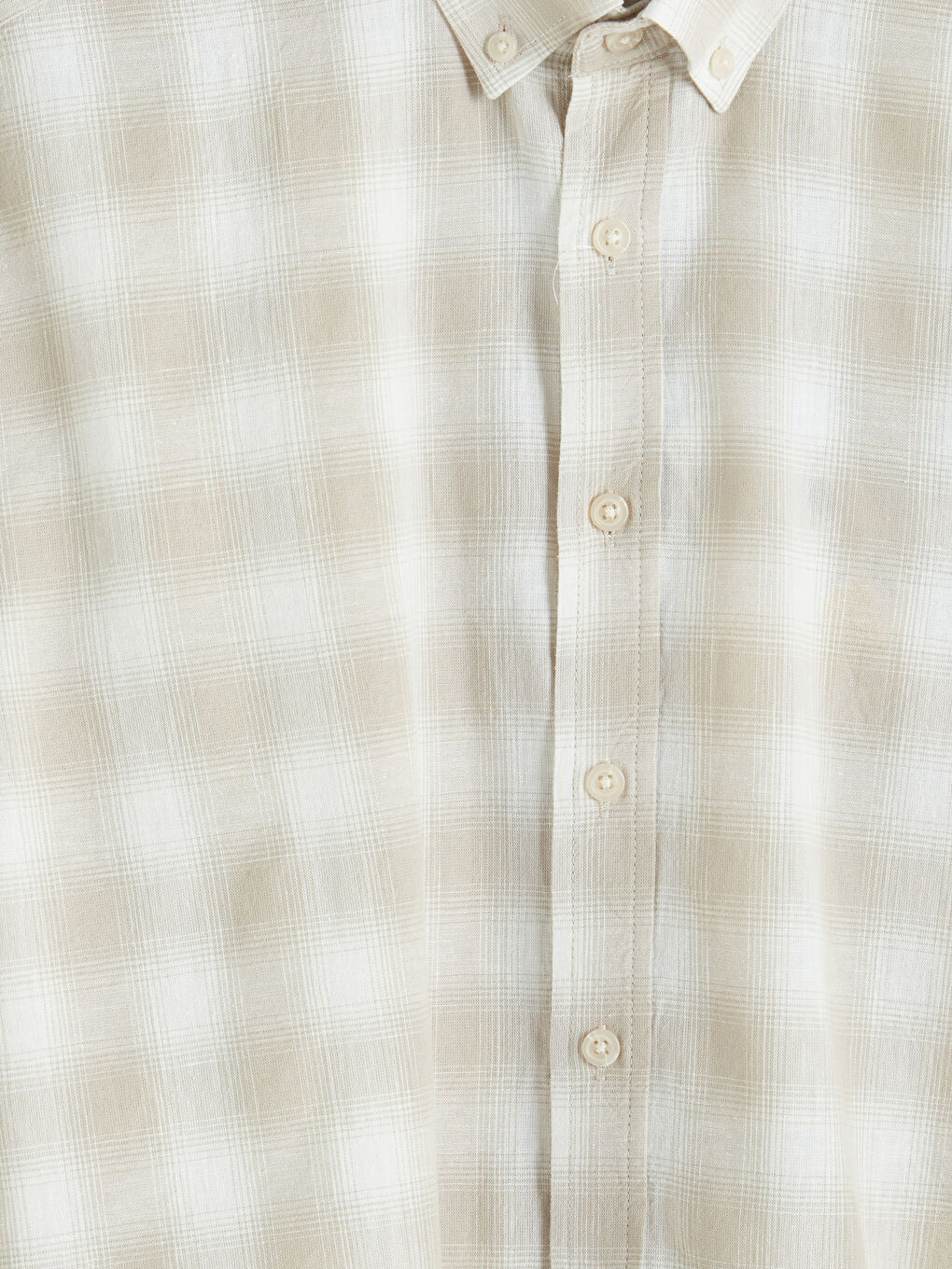 Bej Regular Fit Ekose Armürlü Erkek Gömlek-2