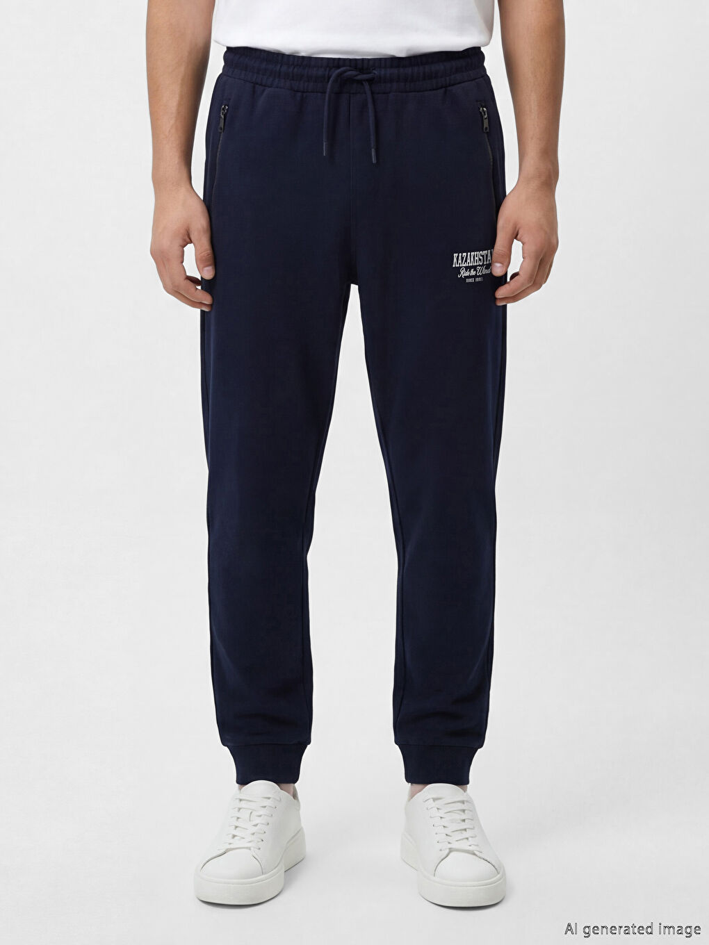 regular fit ерлерге арналған принтті джоггер спорт шалбары-1