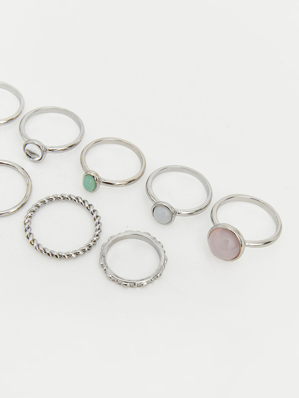 Gri Taşlı Kadın Yüzük Seti 8'li-1