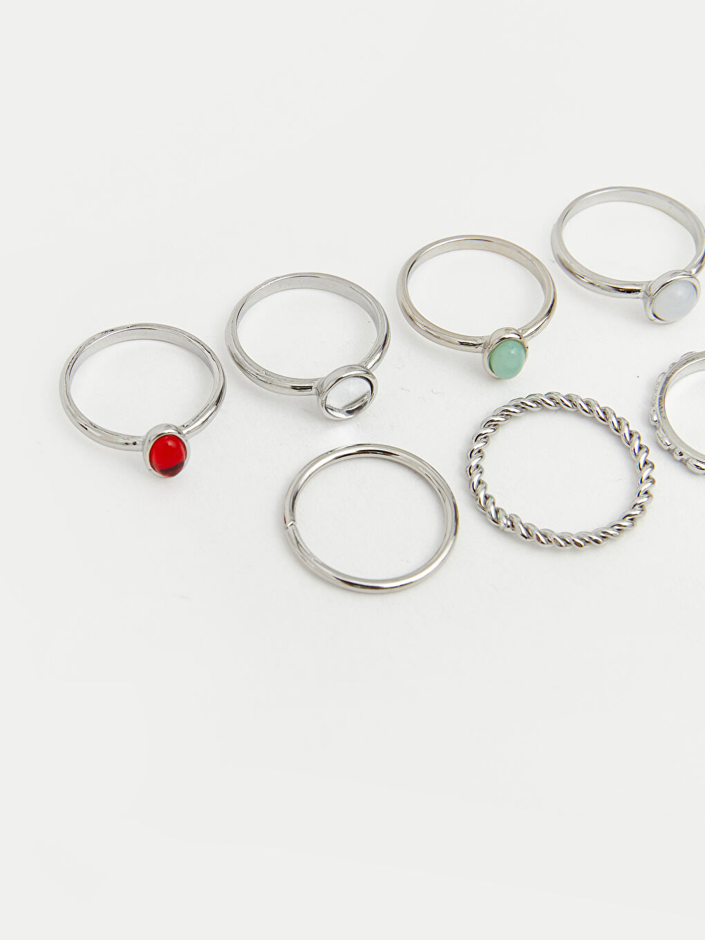 Gri Taşlı Kadın Yüzük Seti 8'li-2