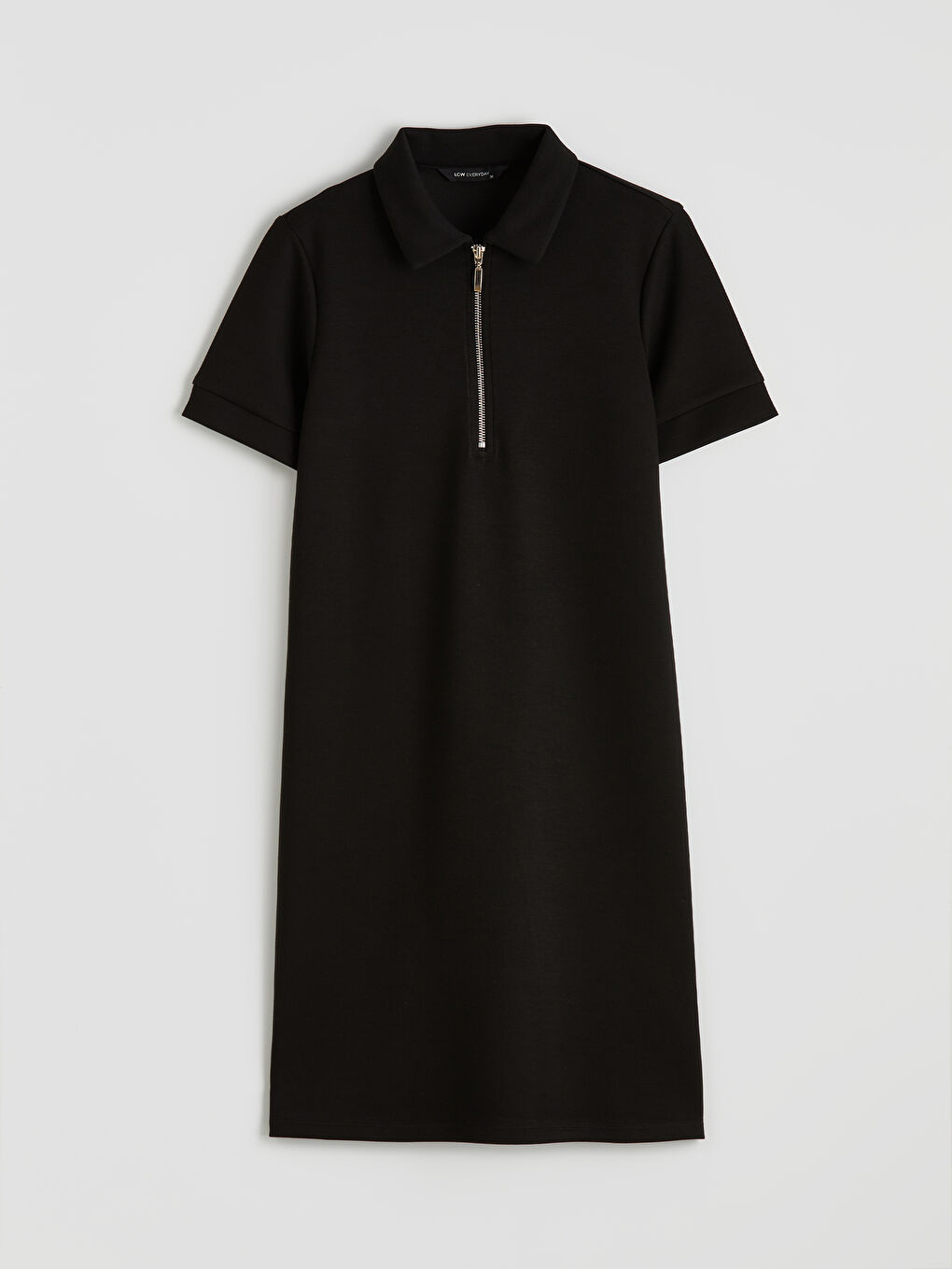 Siyah Polo Yaka Soft Touch Mini Elbise-2