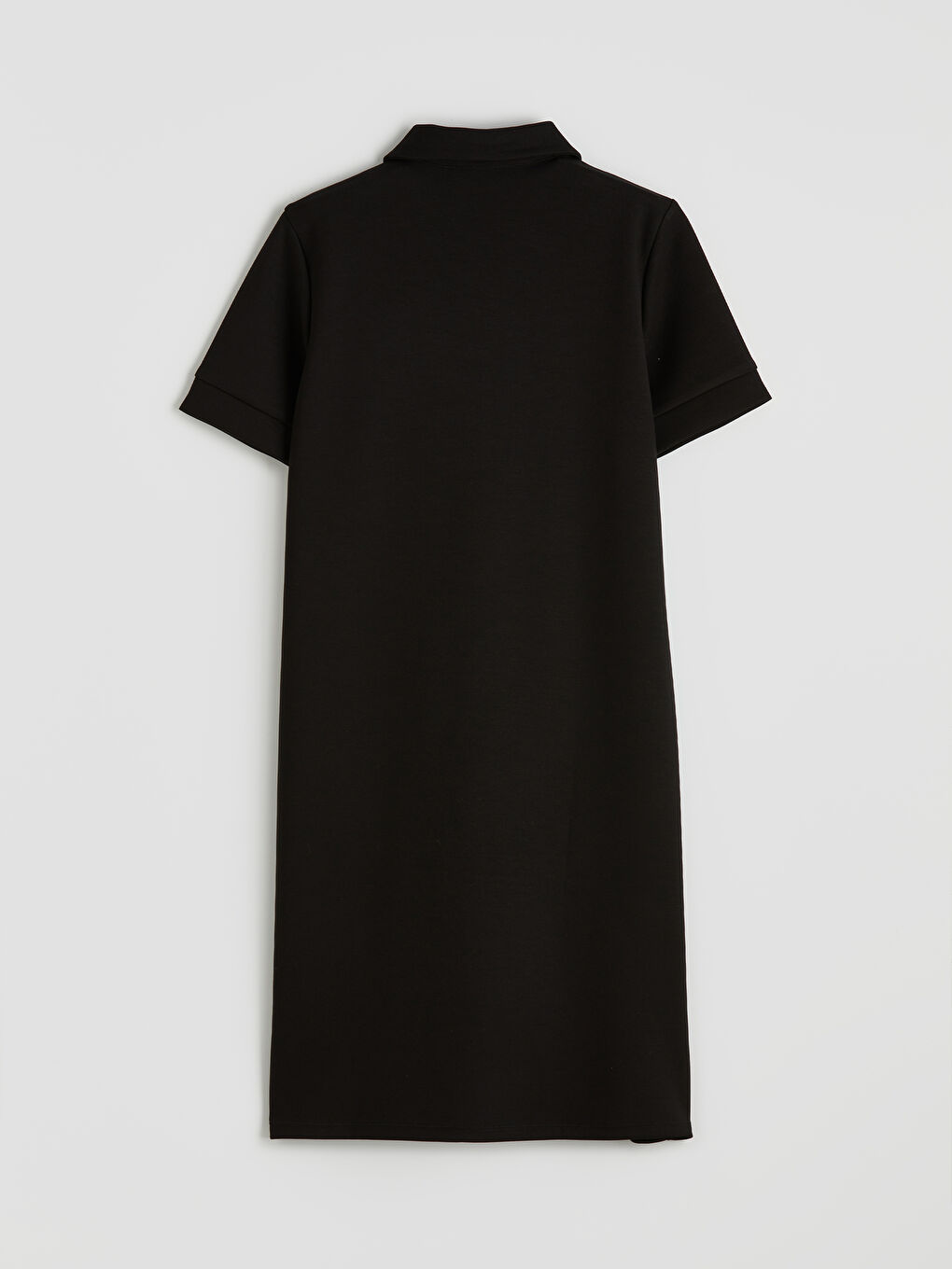 Siyah Polo Yaka Soft Touch Mini Elbise-3