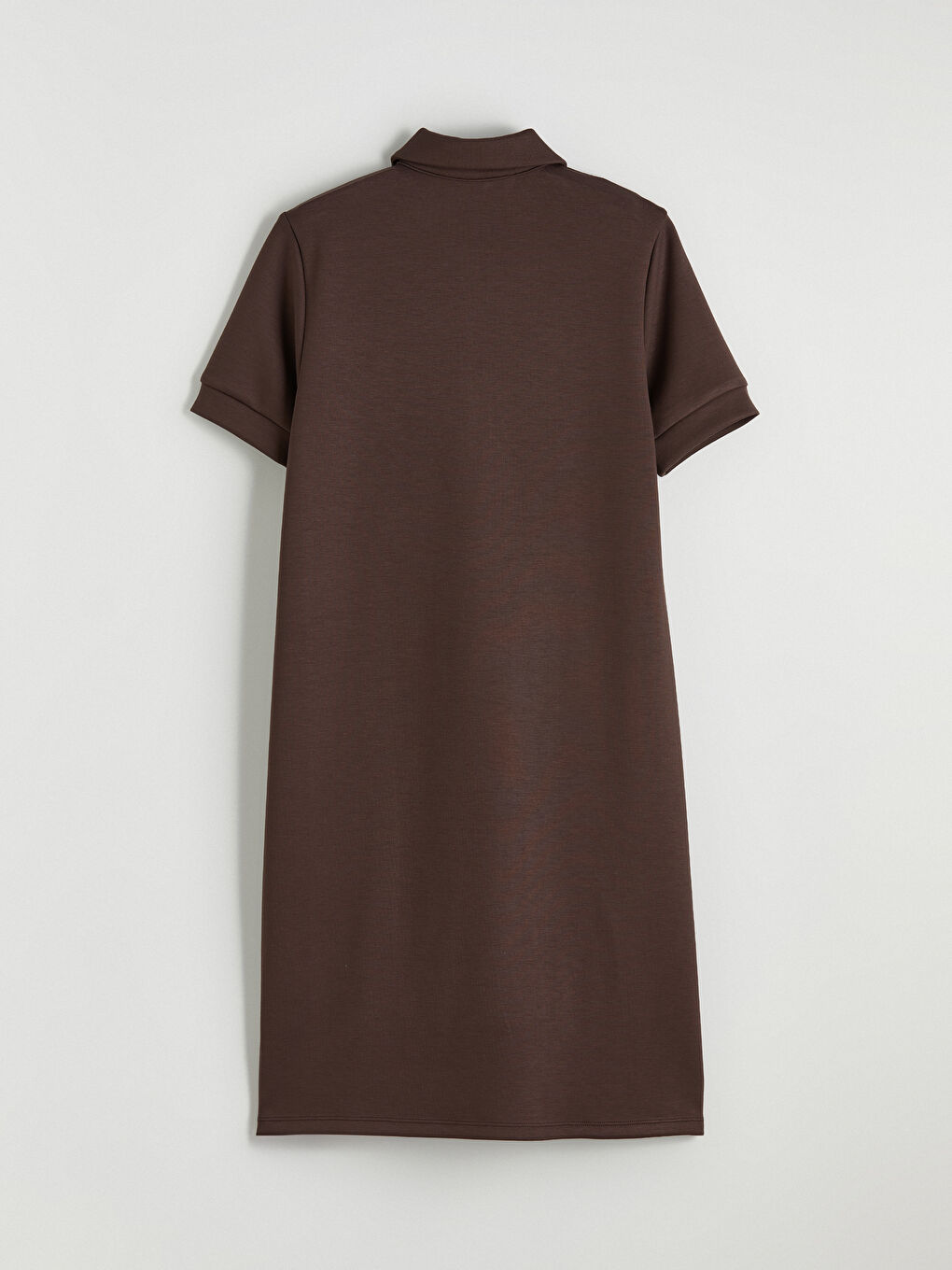 Kahverengi Polo Yaka Soft Touch Mini Elbise-6