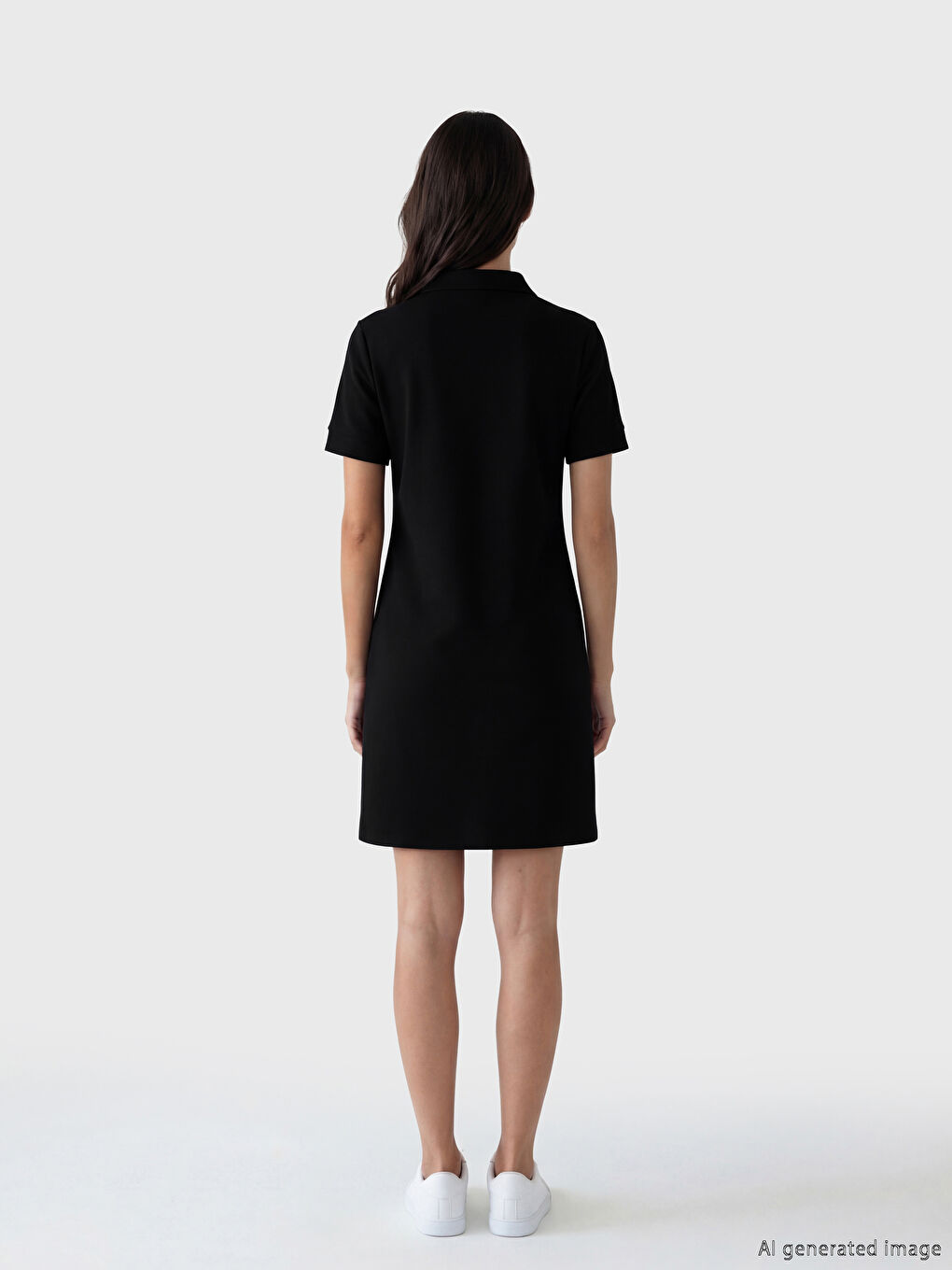 Siyah Polo Yaka Soft Touch Mini Elbise-1