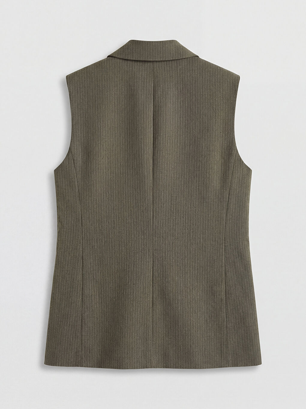 Haki Kruvaze Yaka Çizgili Kadın Klasik Yelek-4