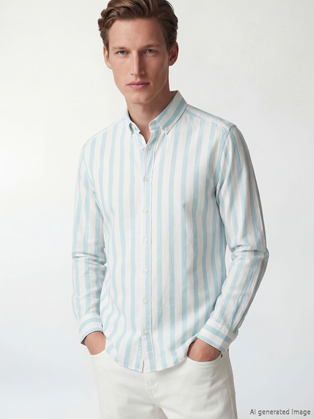 Mavi Regular Fit Çizgili Poplin Erkek Gömlek