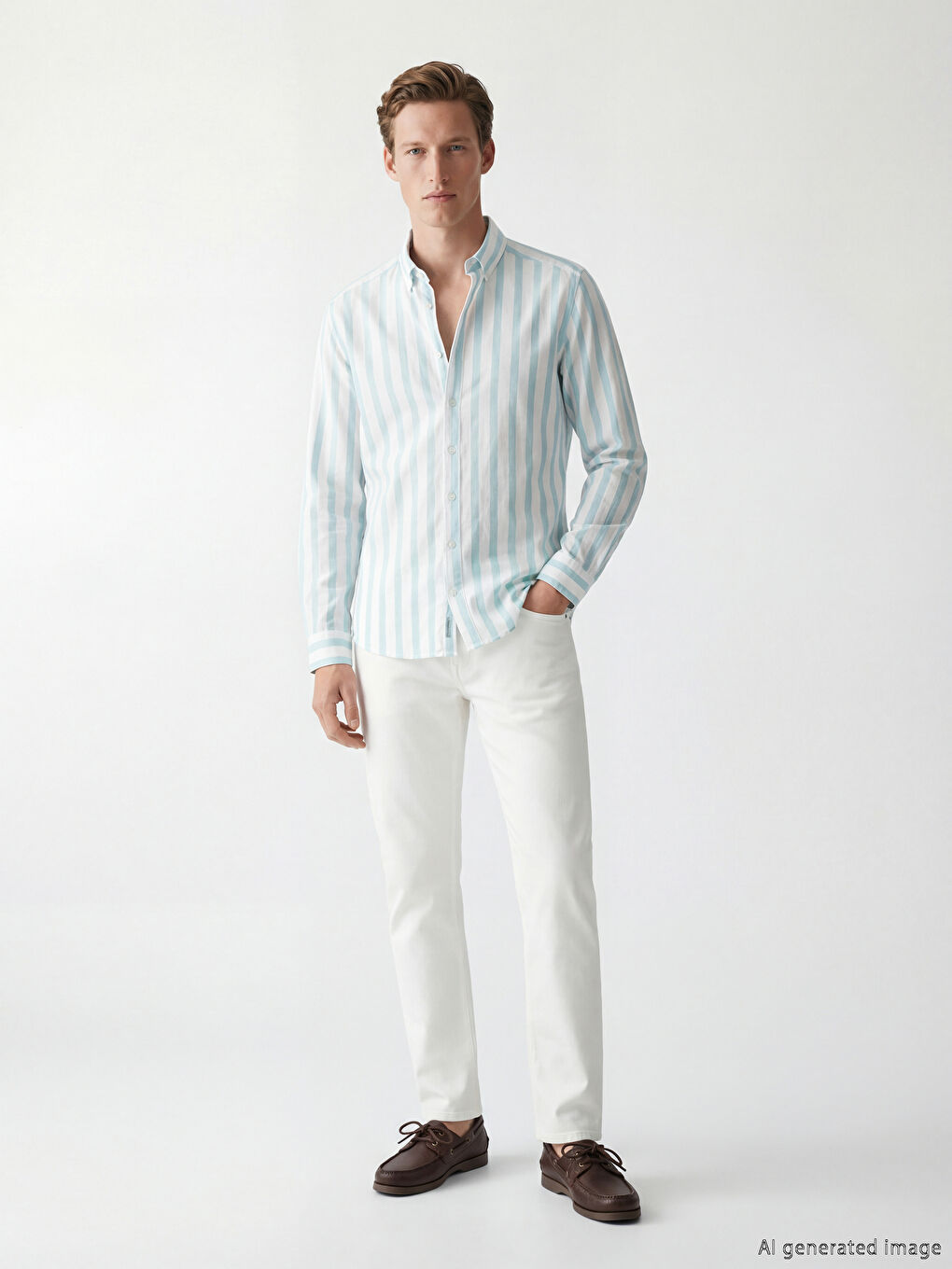 Mavi Regular Fit Çizgili Poplin Erkek Gömlek-1