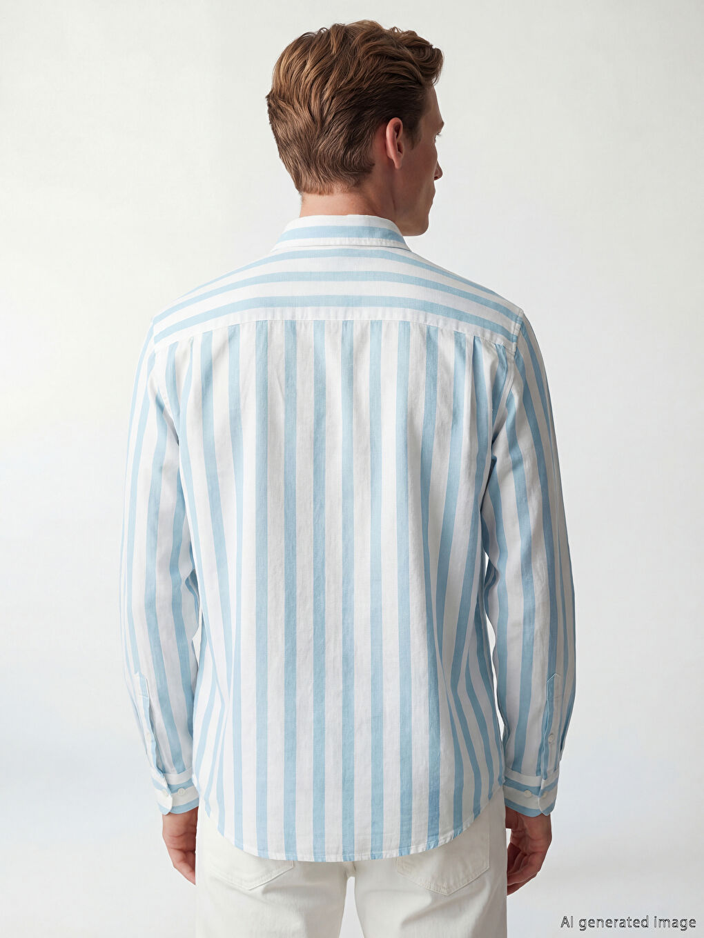 Mavi Regular Fit Çizgili Poplin Erkek Gömlek-3