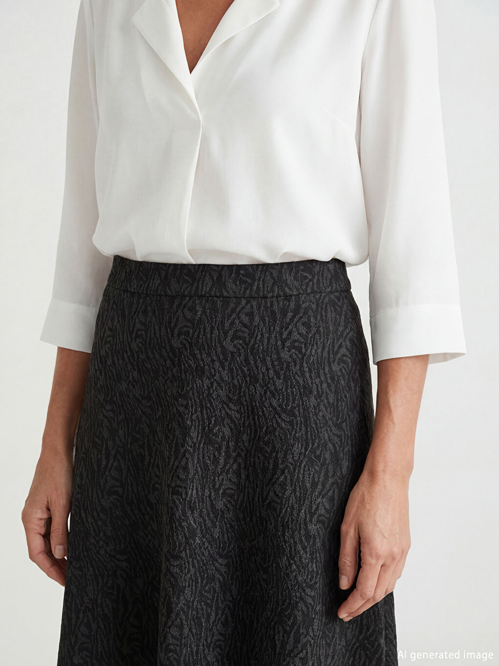 Antrasit Büyük Beden Zebra Desenli A Kesim Etek-2