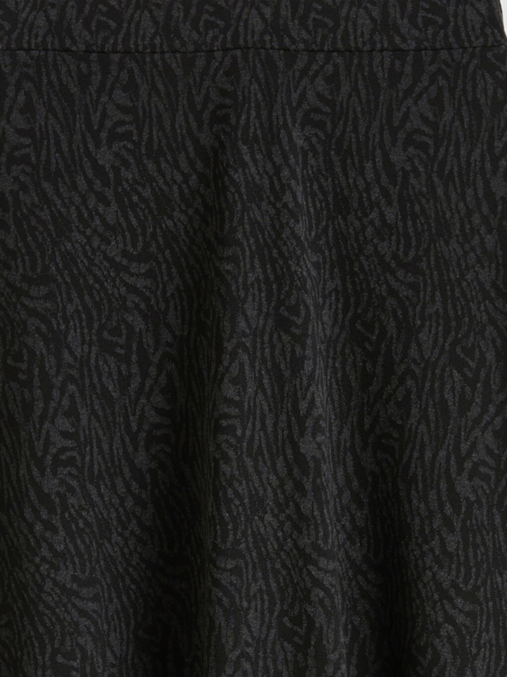 Antrasit Büyük Beden Zebra Desenli A Kesim Etek-4