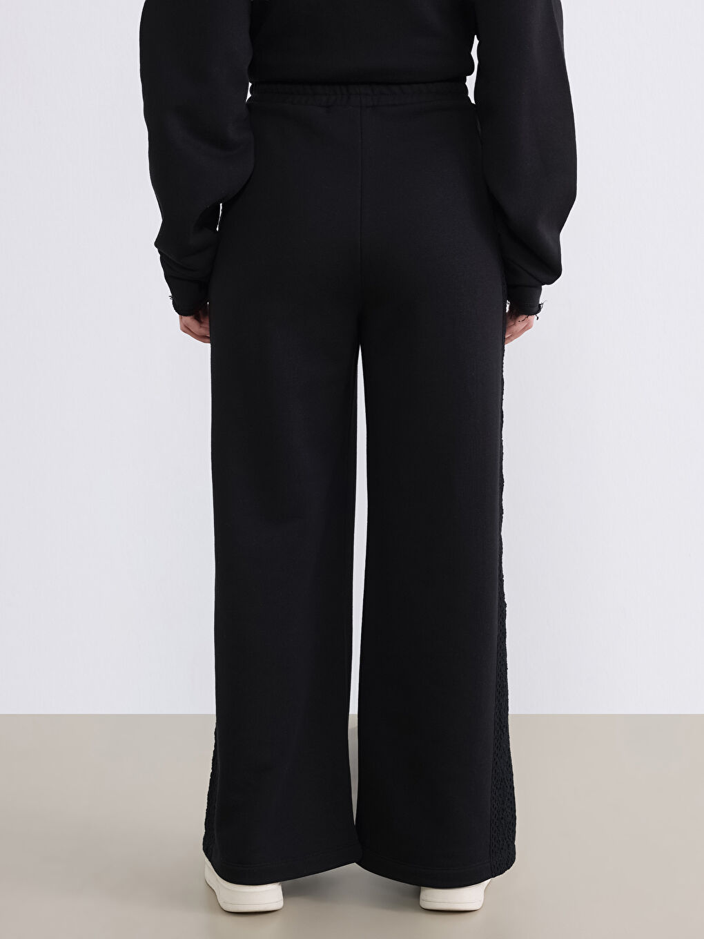 Siyah Petite Beli Lastikli Kadın Eşofman Altı-4