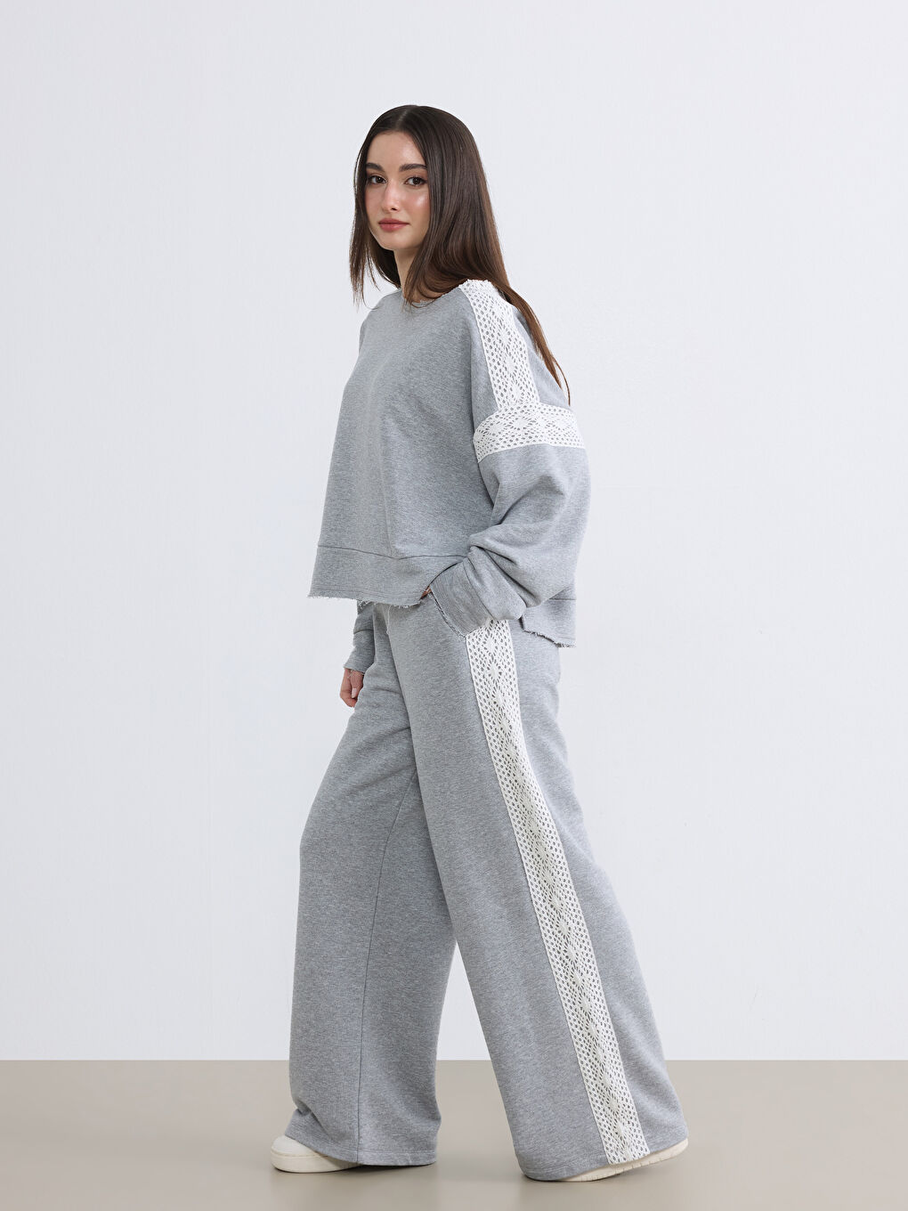 Gri Petite Beli Lastikli Kadın Eşofman Altı