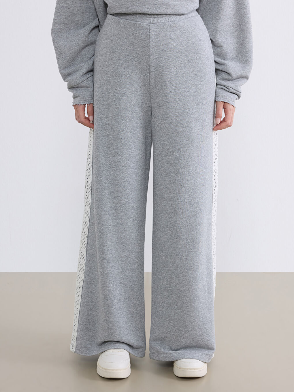 Gri Petite Beli Lastikli Kadın Eşofman Altı-2