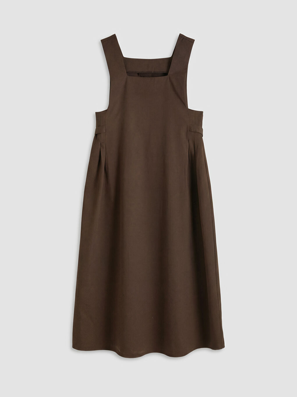 Kahverengi Kare Yaka Jile Elbise-4