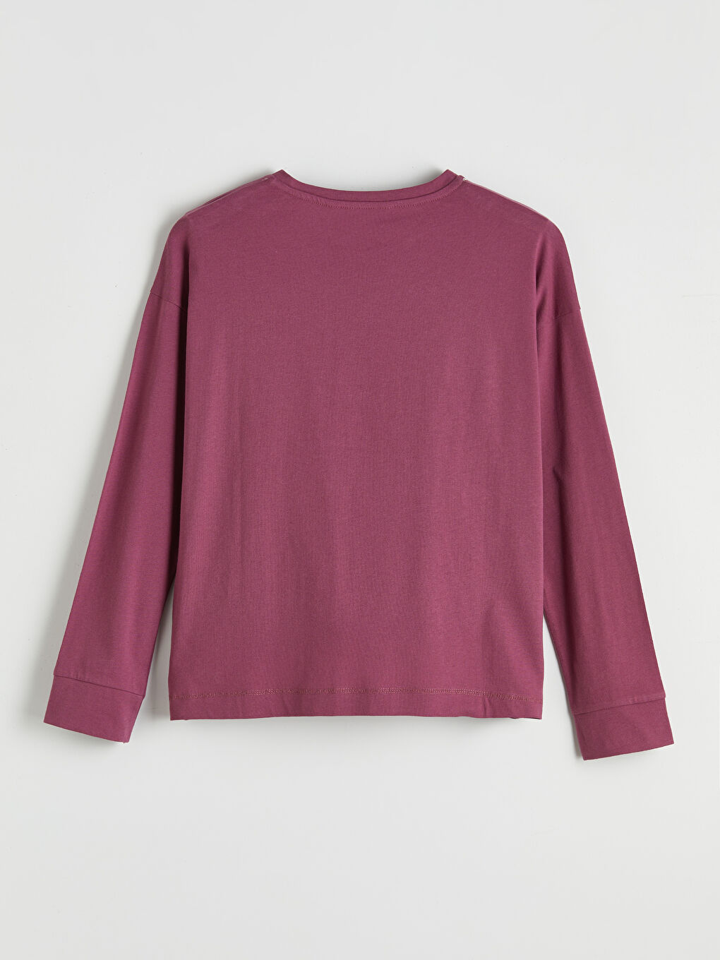 Mürdüm Bisiklet Yaka Baskılı Kadın Pijama Üstü-1