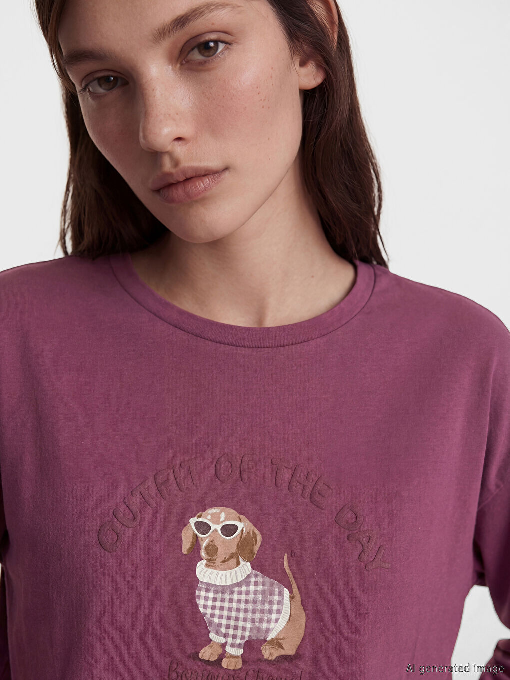 Kırmızı Bisiklet Yaka Baskılı Kadın Pijama Takım-2