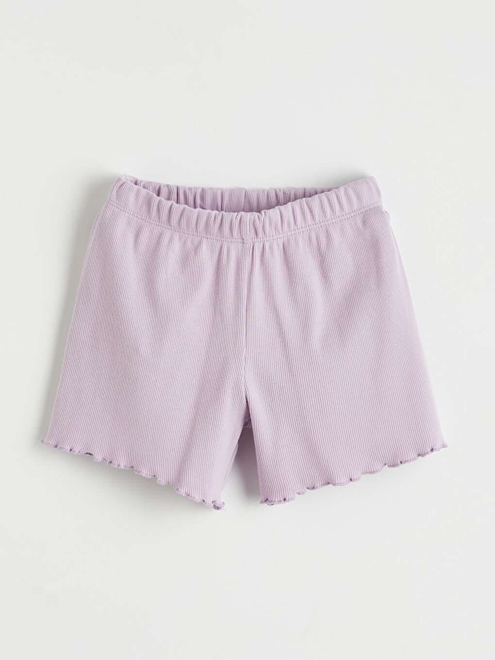 Lila Bisiklet Yaka Nakışlı Kız Çocuk Şortlu Pijama Takımı-3