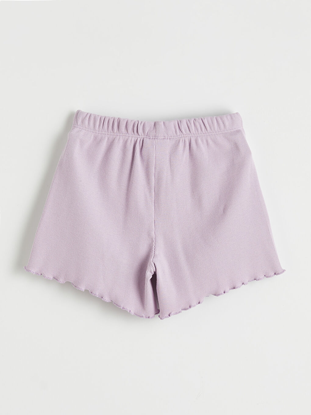 Lila Bisiklet Yaka Nakışlı Kız Çocuk Şortlu Pijama Takımı-4