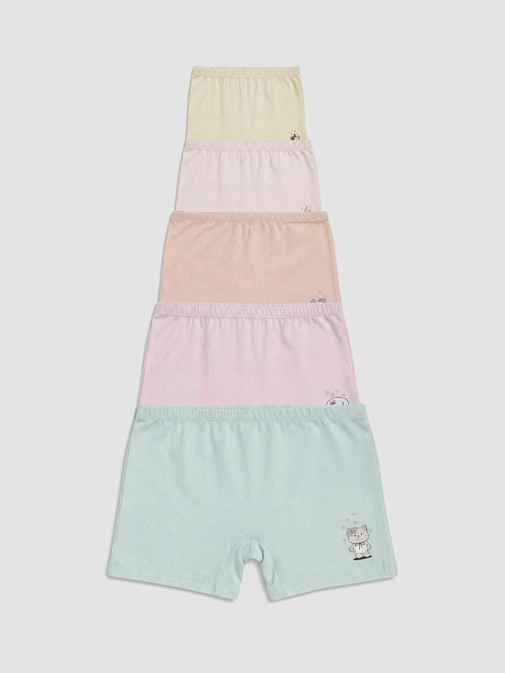 Pembe Kız Çocuk Baskılı Boxer 5'li-1