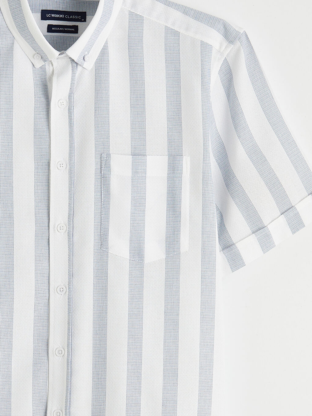 Beyaz Regular Fit Çizgili Armürlü Erkek Gömlek-2